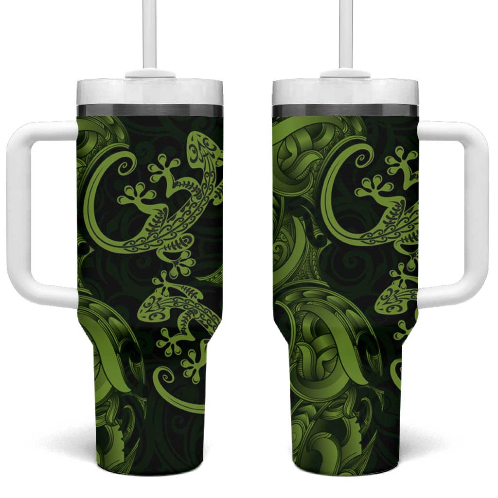 New Zealand Gecko Maori Art Tattoo Tumbler With Handle