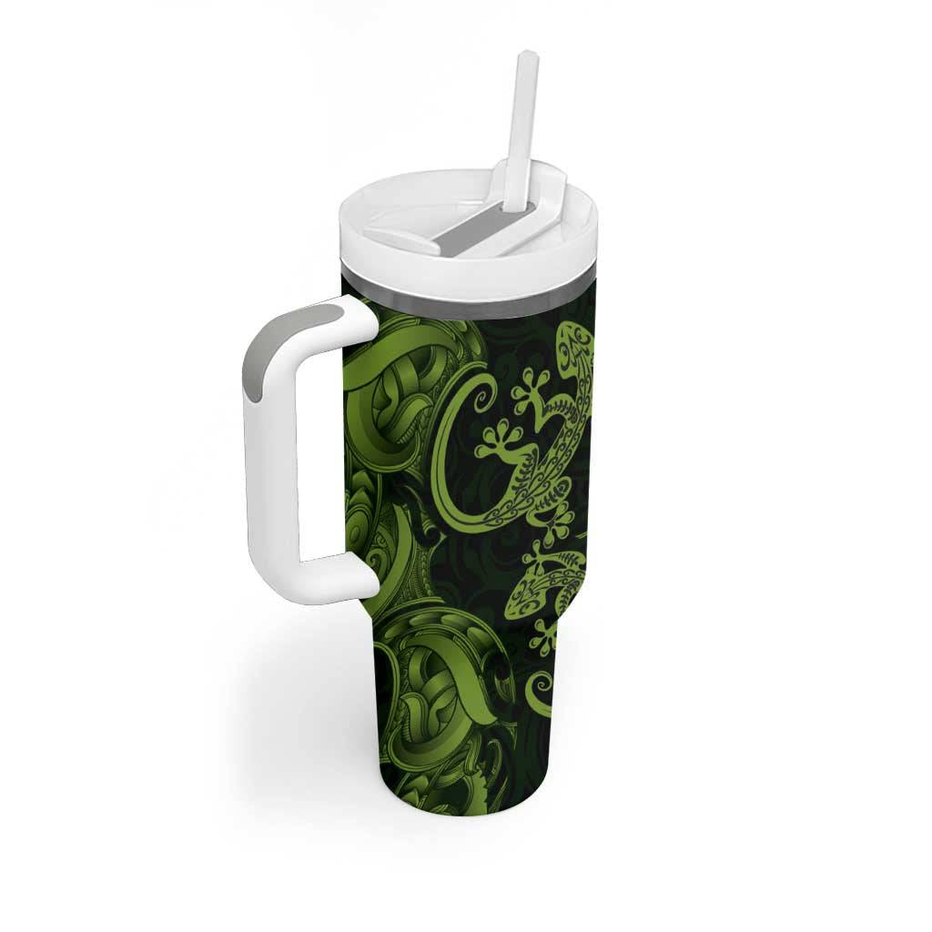 New Zealand Gecko Maori Art Tattoo Tumbler With Handle