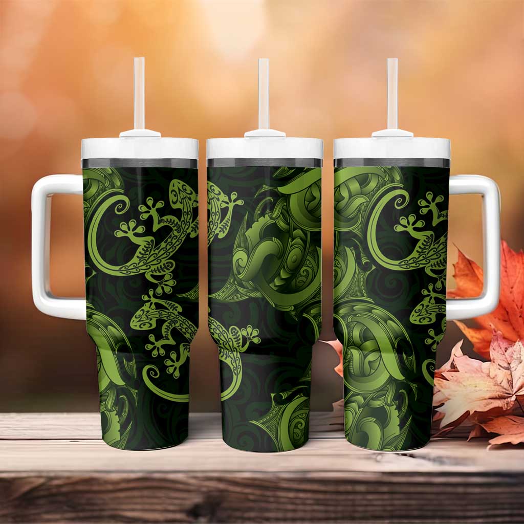 New Zealand Gecko Maori Art Tattoo Tumbler With Handle