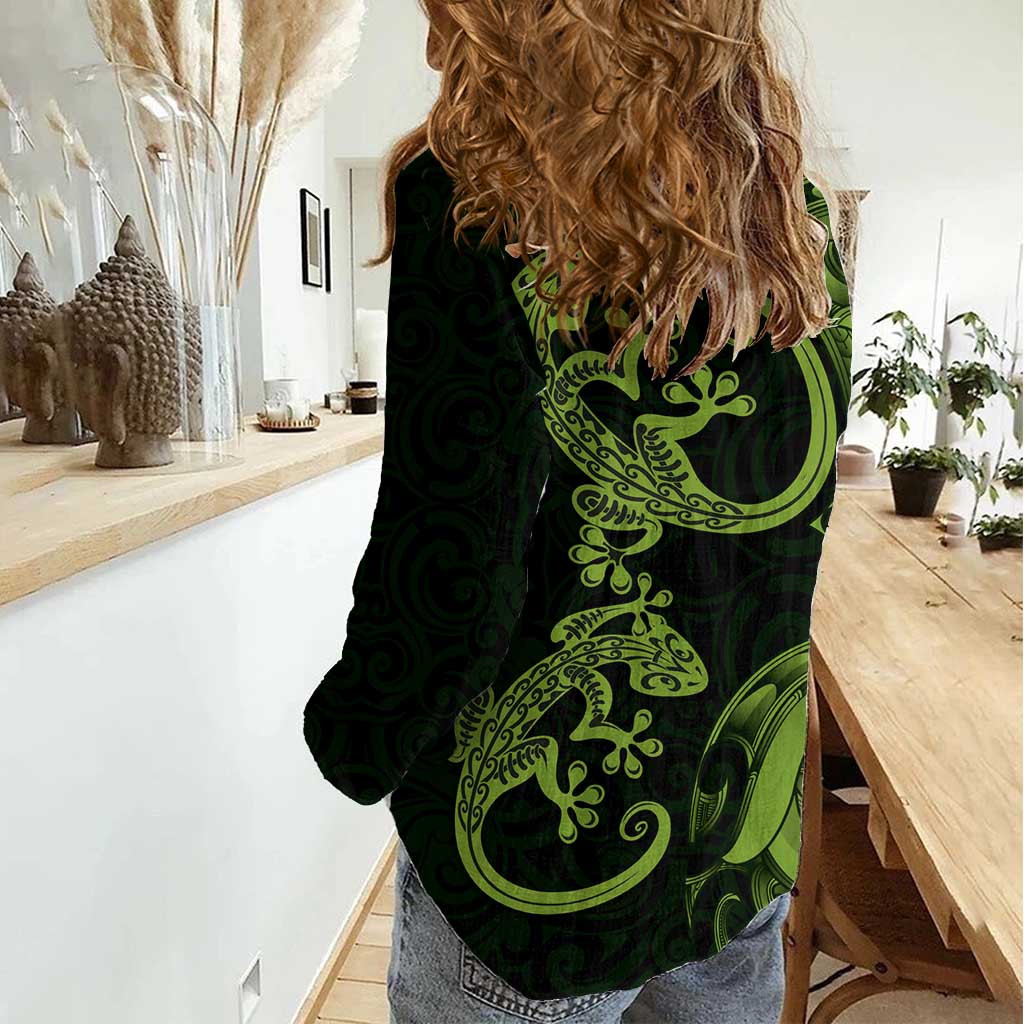 New Zealand Gecko Maori Art Tattoo Women Casual Shirt