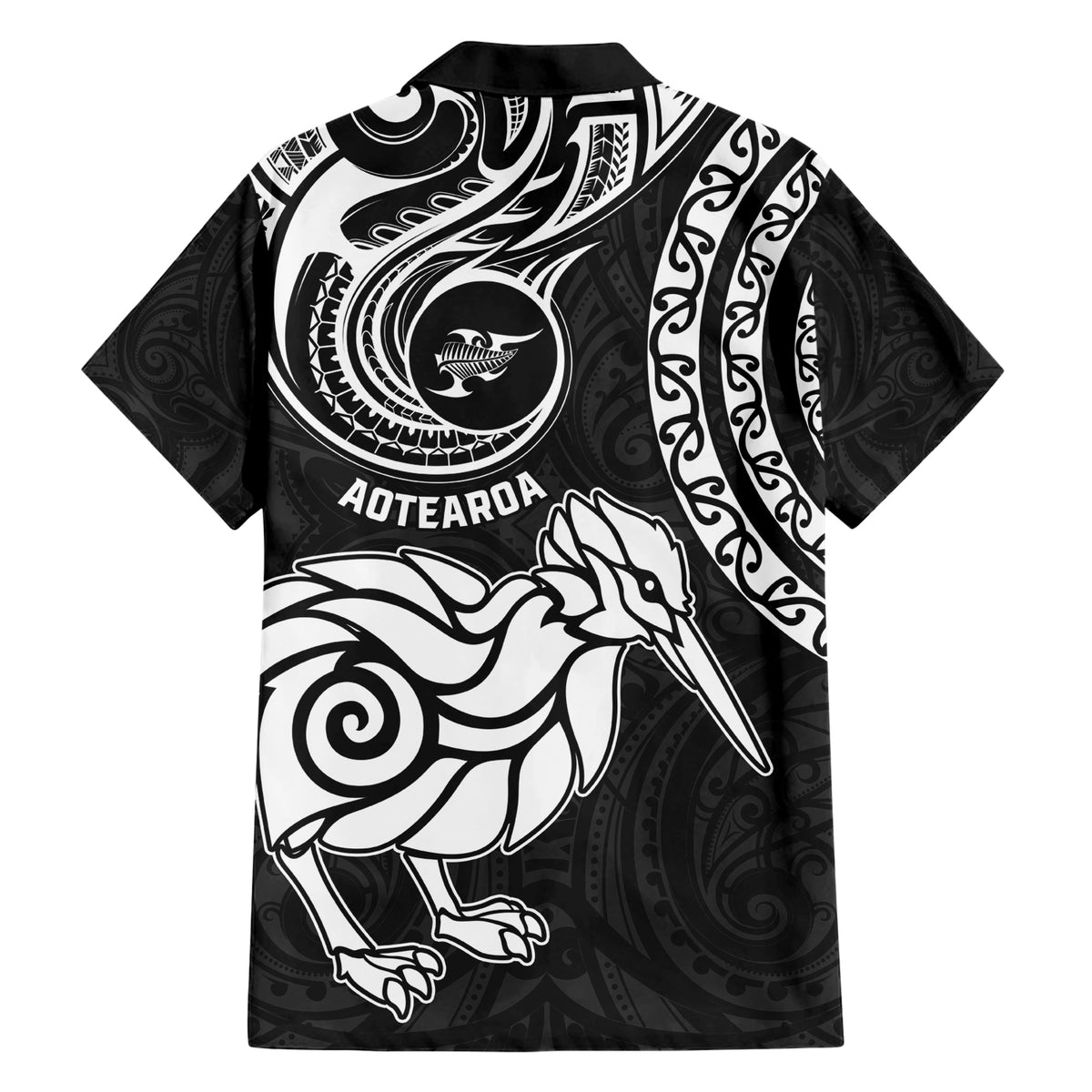 New Zealand Family Matching Short Sleeve Bodycon Dress and Hawaiian Shirt Stylized Kiwi Bird Tattoo Mix Koru Circle and Maori Ethnic Vibe LT03 - Polynesian Pride