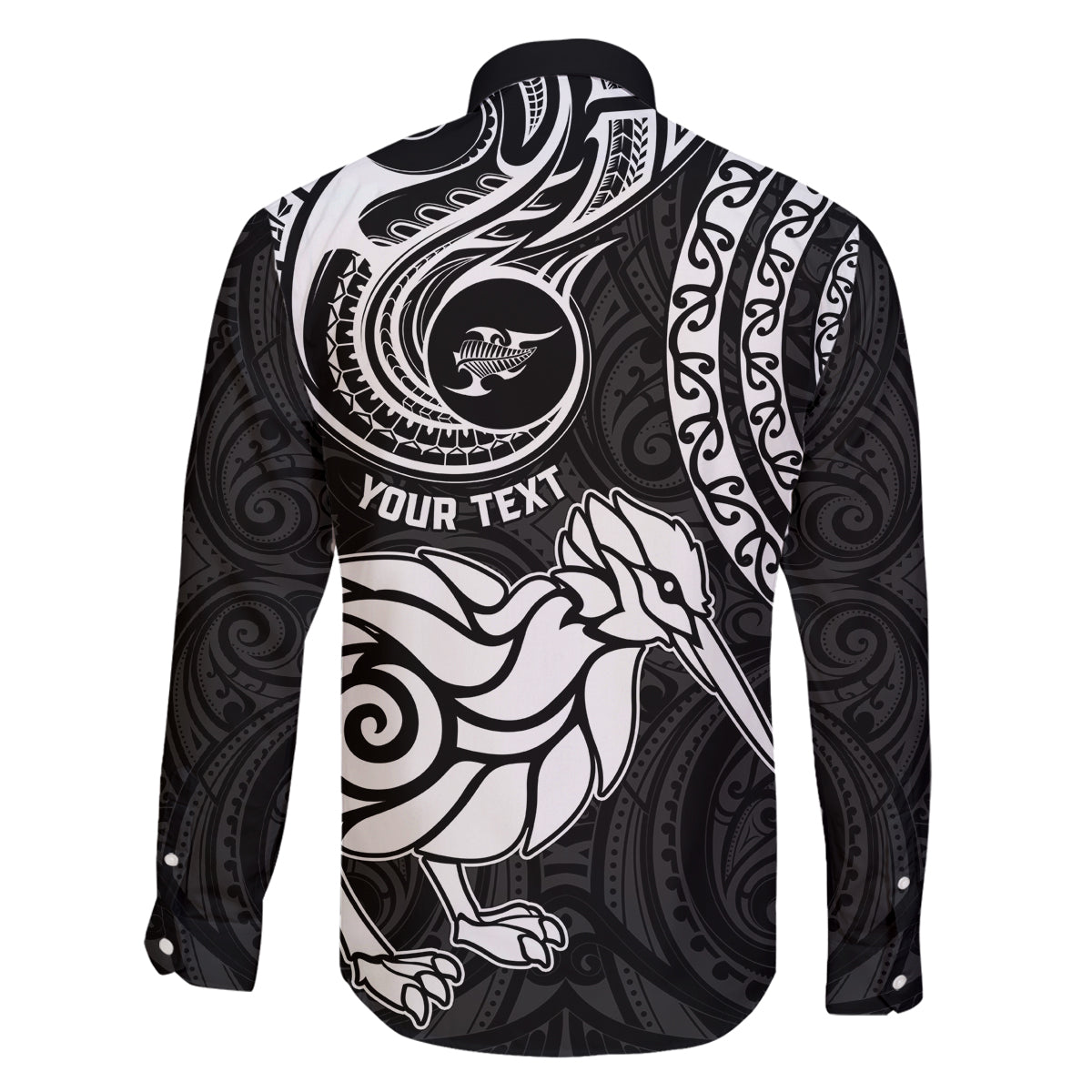 Personalised New Zealand Family Matching Long Sleeve Bodycon Dress and Hawaiian Shirt Stylized Kiwi Bird Tattoo Mix Koru Circle and Maori Ethnic Vibe LT03 - Polynesian Pride