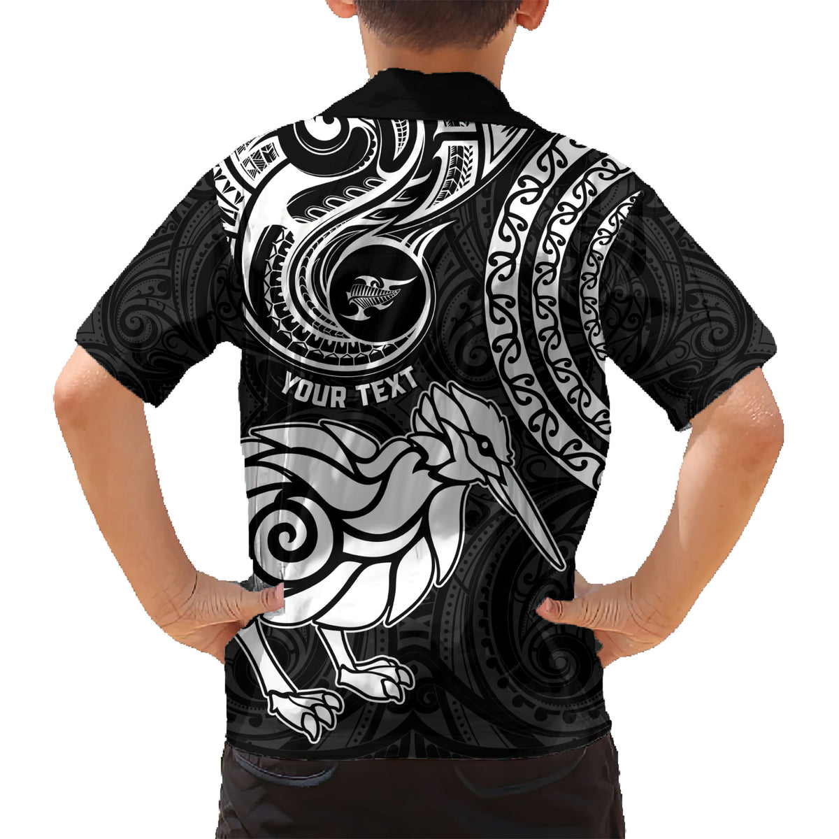 Personalised New Zealand Hawaiian Shirt Stylized Kiwi Bird Tattoo Mix Koru Circle and Maori Ethnic Vibe LT03 - Polynesian Pride
