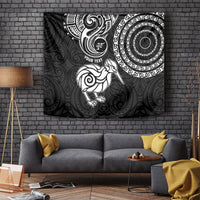 Personalised New Zealand Tapestry Stylized Kiwi Bird Tattoo Mix Koru Circle and Maori Ethnic Vibe LT03 Black - Polynesian Pride