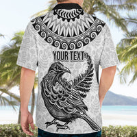 Custom New Zealand Hawaiian Shirt Tui Bird and Koru Circle Mix Silver Fern Pattern LT03 - Polynesian Pride