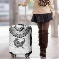 Custom New Zealand Luggage Cover Tui Bird and Koru Circle Mix Silver Fern Pattern LT03 - Polynesian Pride