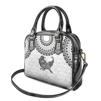 Custom New Zealand Shoulder Handbag Tui Bird and Koru Circle Mix Silver Fern Pattern LT03 - Polynesian Pride