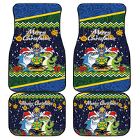 Funny Crocodile and Shark Solomon Islands Christmas Car Mats with National Seal Melanesian Pattern
