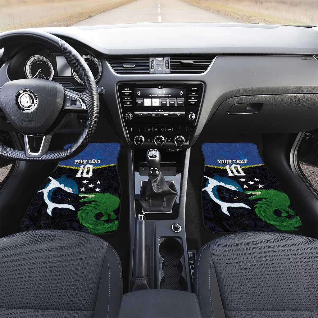 Custom Solomon Islands Rugby Car Mats Arty Shark and Crocodile Solomon Islands National Emblems
