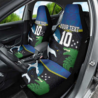 Custom Solomon Islands Rugby Car Seat Cover Arty Shark and Crocodile Solomon Islands National Emblems