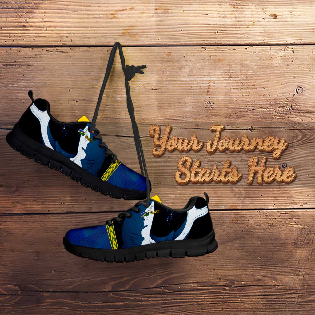 Custom Solomon Islands Rugby Sneakers Arty Shark and Crocodile - Solomon Islands National Emblems