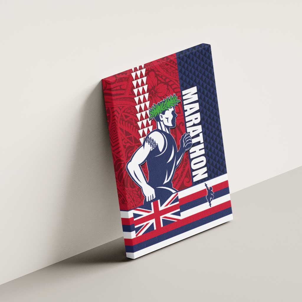 Honolulu Running 2024 Canvas Wall Art Marathon Competition Hula Runner and Kakau Art Tattoo