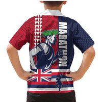 Honolulu Running 2024 Family Matching Mermaid Dress and Hawaiian Shirt Marathon Competition Hula Runner and Kakau Art Tattoo