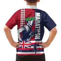 Honolulu Running 2024 Family Matching Puletasi and Hawaiian Shirt Marathon Competition Hula Runner and Kakau Art Tattoo