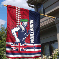 Honolulu Running 2024 Garden Flag Marathon Competition Hula Runner and Kakau Art Tattoo