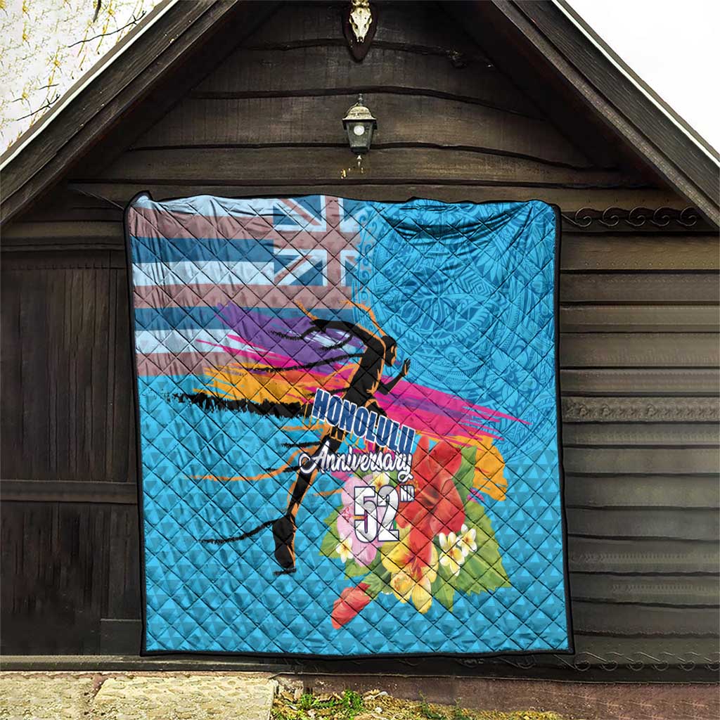 Honolulu Anniversary 52nd Running Quilt Marathon Competition Kakau Pattern Blue Color LT03 - Polynesian Pride
