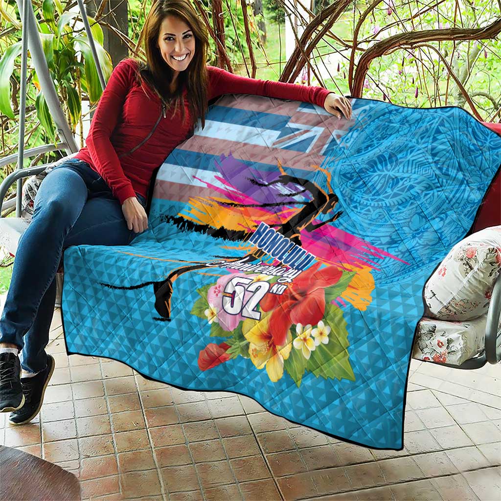 Honolulu Anniversary 52nd Running Quilt Marathon Competition Kakau Pattern Blue Color LT03 - Polynesian Pride