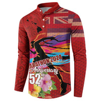 Honolulu Anniversary 52nd Running Button Sweatshirt Marathon Competition Kakau Pattern Red Color