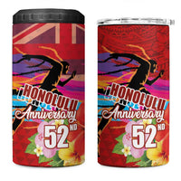 Honolulu Anniversary 52nd Running 4 in 1 Can Cooler Tumbler Marathon Competition Kakau Pattern Red Color