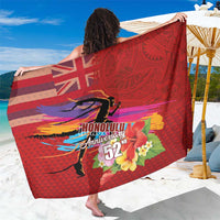 Honolulu Anniversary 52nd Running Sarong Marathon Competition Kakau Pattern Red Color