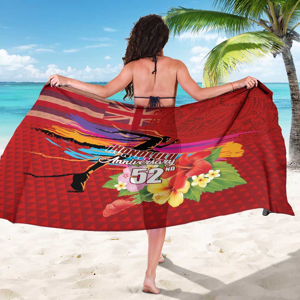 Honolulu Anniversary 52nd Running Sarong Marathon Competition Kakau Pattern Red Color