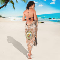 Hawaii Tropical Flowers with Kakau Tribal Sarong Peach Fuzz Color LT03 - Polynesian Pride