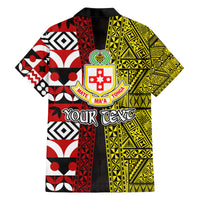 Tonga Kolisi Tonga Family Matching Off Shoulder Long Sleeve Dress and Hawaiian Shirt Ngatu and Geometric Pattern LT03 - Polynesian Pride