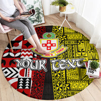 Tonga Kolisi Tonga Round Carpet Ngatu and Geometric Pattern LT03 - Polynesian Pride