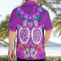 Polynesian Valentine Day Hawaiian Shirt Love Couple Turtle Maori Hibiscus Purple LT03 - Polynesian Pride