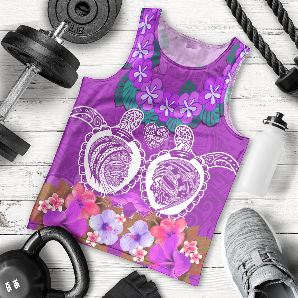 Polynesian Valentine Day Men Tank Top Love Couple Turtle Maori Hibiscus Purple LT03 - Polynesian Pride