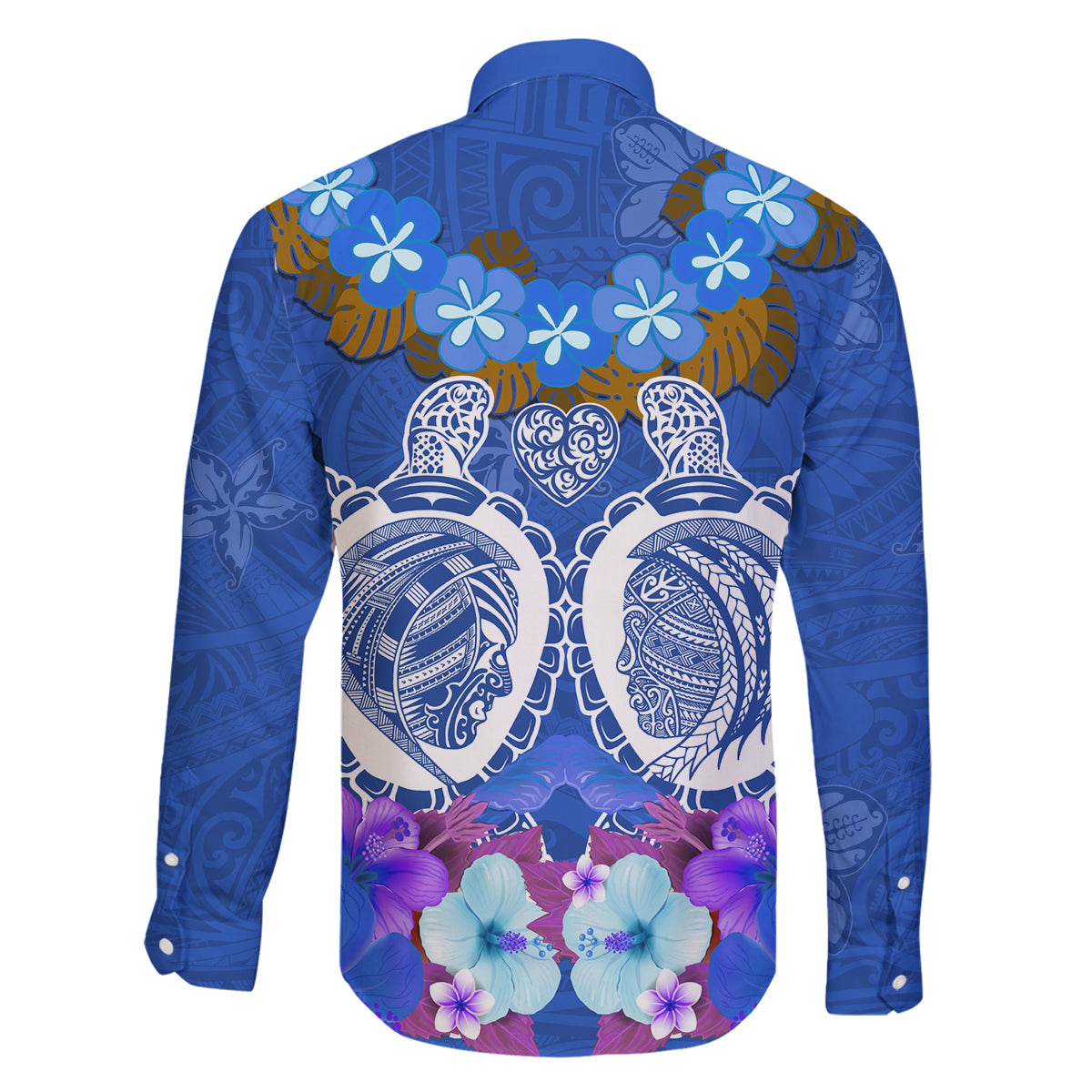 Polynesian Valentine Day Family Matching Long Sleeve Bodycon Dress and Hawaiian Shirt Love Couple Turtle Maori Hibiscus Blue LT03 - Polynesian Pride
