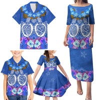 Polynesian Valentine Day Family Matching Puletasi and Hawaiian Shirt Love Couple Turtle Maori Hibiscus Blue LT03 - Polynesian Pride