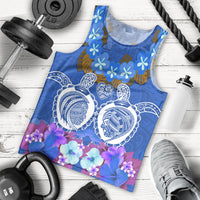 Polynesian Valentine Day Men Tank Top Love Couple Turtle Maori Hibiscus Blue LT03 - Polynesian Pride