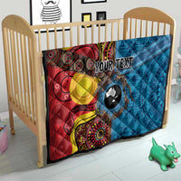 Personalised Australia and Fiji Together Quilt Tribal Palm Tree with Tapa and Aboriginal Animals Half Style LT03 - Polynesian Pride