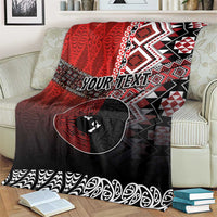 Personalised Aotearoa and Tonga Together Blanket Manaia and Tongan Tribal Cross - Taniko and Ngatu Art Tattoo