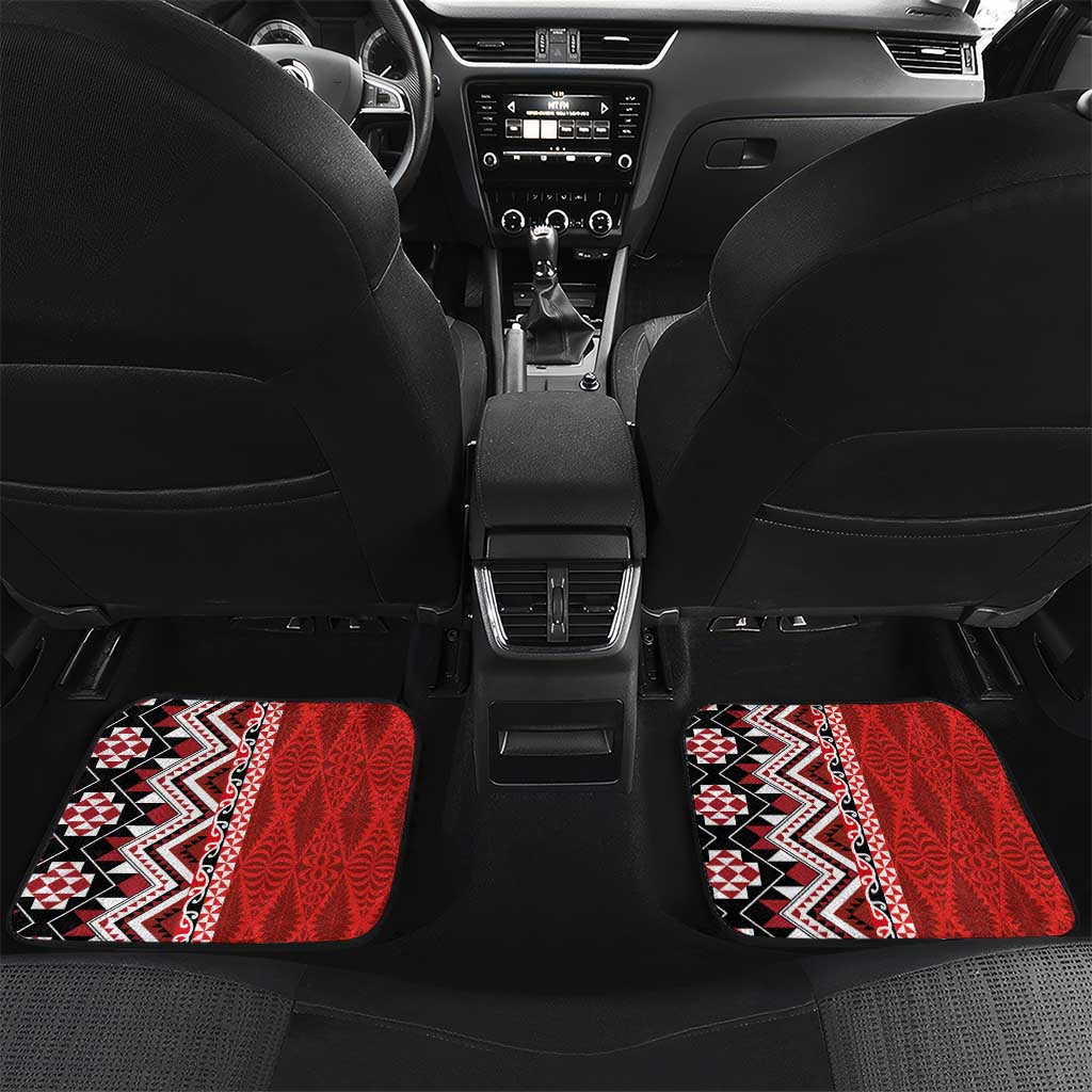 Personalised Aotearoa and Tonga Together Car Mats Manaia and Tongan Tribal Cross - Taniko and Ngatu Art Tattoo