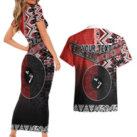 Personalised Aotearoa and Tonga Together Couples Matching Short Sleeve Bodycon Dress and Hawaiian Shirt Manaia and Tongan Tribal Cross - Taniko and Ngatu Art Tattoo LT03 - Polynesian Pride