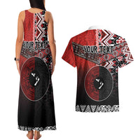 Personalised Aotearoa and Tonga Together Couples Matching Tank Maxi Dress and Hawaiian Shirt Manaia and Tongan Tribal Cross - Taniko and Ngatu Art Tattoo LT03 - Polynesian Pride