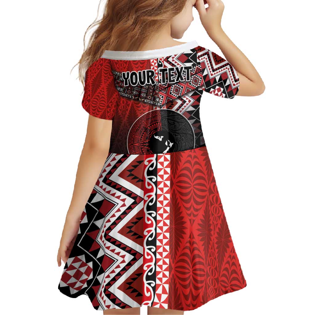 Personalised Aotearoa and Tonga Together Family Matching Mermaid Dress and Hawaiian Shirt Manaia and Tongan Tribal Cross - Taniko and Ngatu Art Tattoo