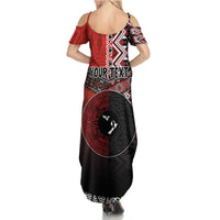 Personalised Aotearoa and Tonga Together Family Matching Summer Maxi Dress and Hawaiian Shirt Manaia and Tongan Tribal Cross - Taniko and Ngatu Art Tattoo