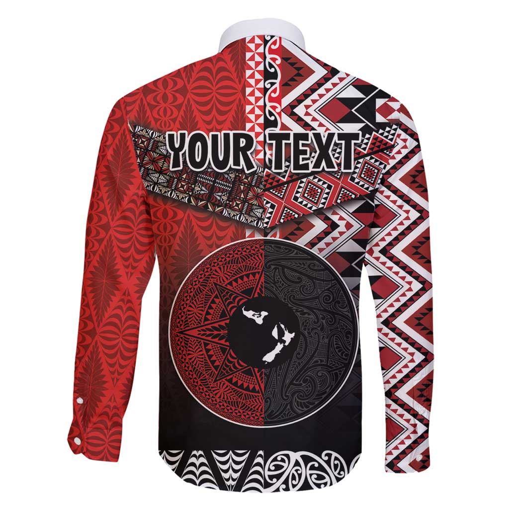 Personalised Aotearoa and Tonga Together Family Matching Tank Maxi Dress and Hawaiian Shirt Manaia and Tongan Tribal Cross - Taniko and Ngatu Art Tattoo