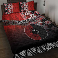 Personalised Aotearoa and Tonga Together Quilt Bed Set Manaia and Tongan Tribal Cross - Taniko and Ngatu Art Tattoo