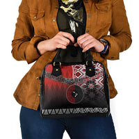 Personalised Aotearoa and Tonga Together Shoulder Handbag Manaia and Tongan Tribal Cross - Taniko and Ngatu Art Tattoo