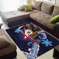 American Samoa Flag Day Area Rug Bald Eagle with Uatogi and Fue - Polynesian and Floral Tribal Tattoo