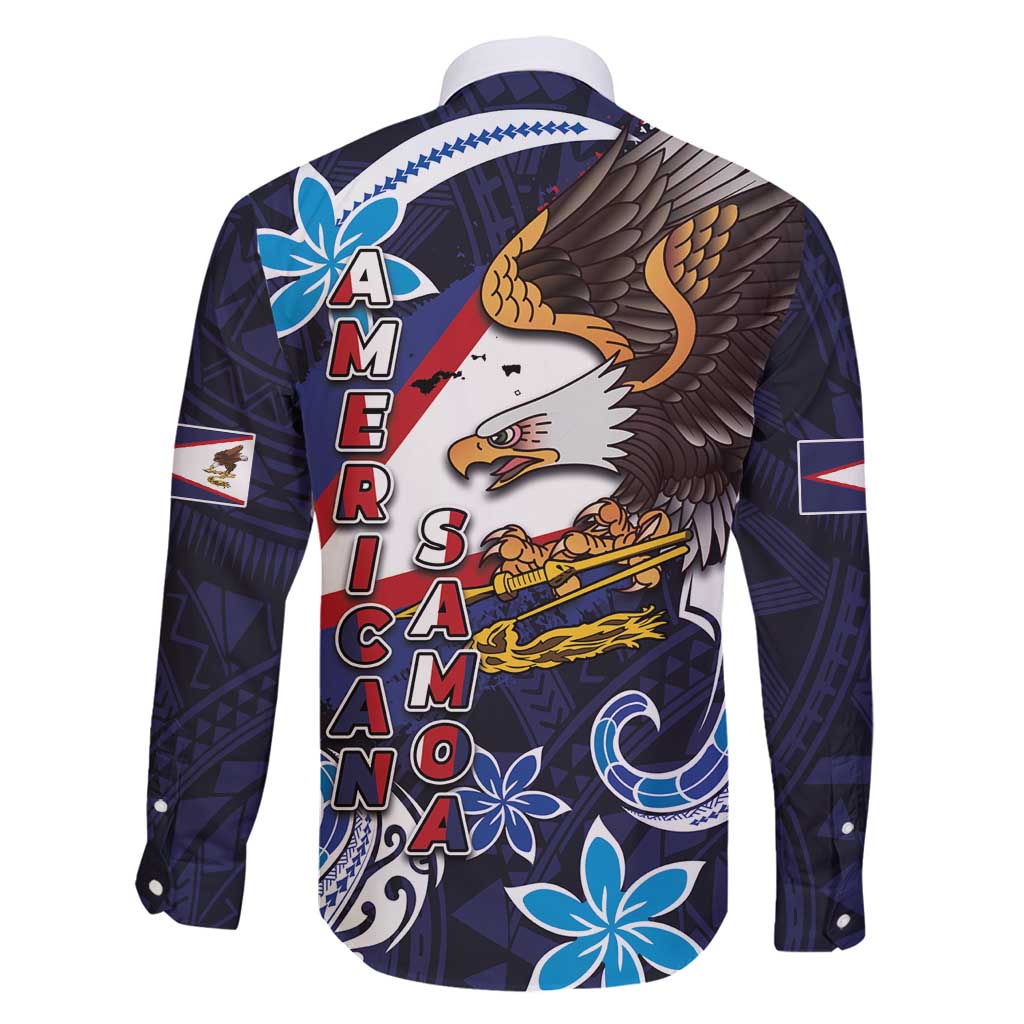 American Samoa Flag Day Family Matching Puletasi and Hawaiian Shirt Bald Eagle with Uatogi and Fue - Polynesian and Floral Tribal Tattoo