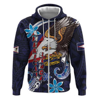 American Samoa Flag Day Hoodie Bald Eagle with Uatogi and Fue - Polynesian and Floral Tribal Tattoo