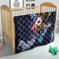 American Samoa Flag Day Quilt Bald Eagle with Uatogi and Fue - Polynesian and Floral Tribal Tattoo