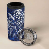 New Zealand Connecting with Seas 4 in 1 Can Cooler Tumbler Maori Tribal and Sea Animals Tattoo - White Glass Style