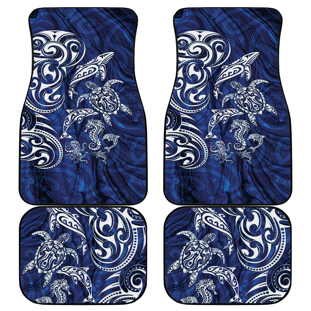 New Zealand Connecting with Seas Car Mats Maori Tribal and Sea Animals Tattoo - White Glass Style