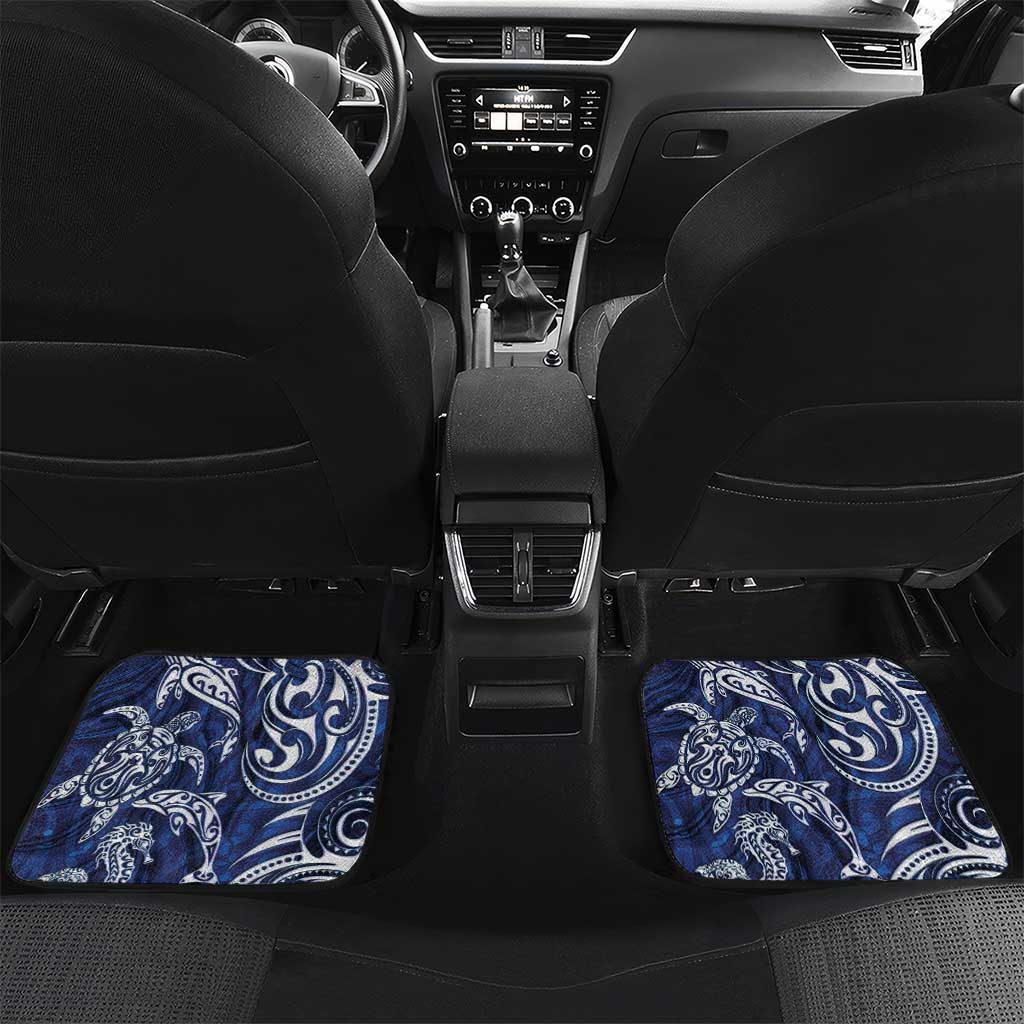 New Zealand Connecting with Seas Car Mats Maori Tribal and Sea Animals Tattoo - White Glass Style